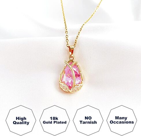 TIMIYES Gold Dainty Pendant Necklace 18K Gold Plated Tulip Crystal Necklace for Women Girl Gifts Jewelry in Saudi Arabia