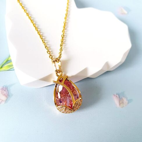 TIMIYES Gold Dainty Pendant Necklace 18K Gold Plated Tulip Crystal Necklace for Women Girl Gifts Jewelry in Saudi Arabia