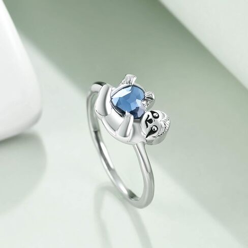 YFN Sloth Gifts Sterling Silver Sloth Rings Cute Heart Crystal Sloth Jewelry for Women Girls Christmas Gifts in Saudi Arabia