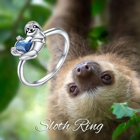 YFN Sloth Gifts Sterling Silver Sloth Rings Cute Heart Crystal Sloth Jewelry for Women Girls Christmas Gifts in Saudi Arabia