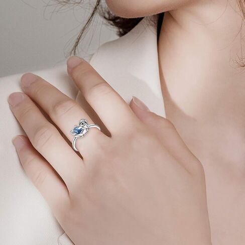YFN Sloth Gifts Sterling Silver Sloth Rings Cute Heart Crystal Sloth Jewelry for Women Girls Christmas Gifts in Saudi Arabia