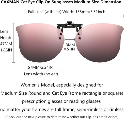 Polarized Cat Eye Clip On Sunglasses Over Prescription Glasses for Women UV Protection in Saudi Arabia