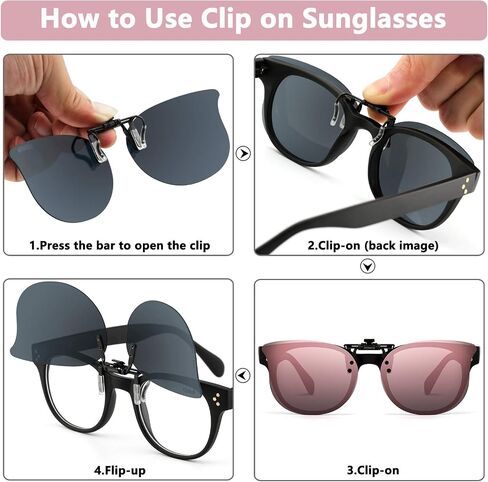 Polarized Cat Eye Clip On Sunglasses Over Prescription Glasses for Women UV Protection in Saudi Arabia