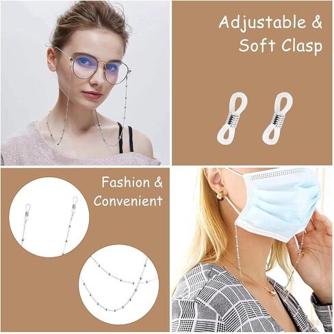AOBOCO Glasses Chain for Women Sterling Silver, Sunglass Holder Eye-glasses Accessory Chains in Saudi Arabia