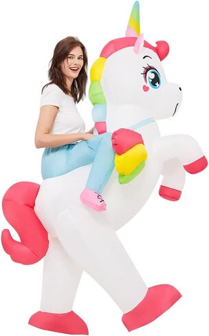Farshine Inflatable Unicorn costume Adult Riding On Unicorn Blow up Costumes Adults Funny Fancy Dress Party Halloween Costumes For Men Women in Saudi Arabia
