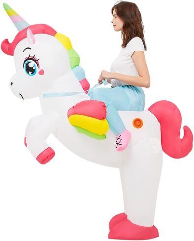 Farshine Inflatable Unicorn costume Adult Riding On Unicorn Blow up Costumes Adults Funny Fancy Dress Party Halloween Costumes For Men Women in Saudi Arabia
