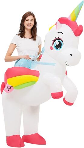 Farshine Inflatable Unicorn costume Adult Riding On Unicorn Blow up Costumes Adults Funny Fancy Dress Party Halloween Costumes For Men Women in Saudi Arabia