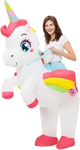 Farshine Inflatable Unicorn costume Adult Riding On Unicorn Blow up Costumes Adults Funny Fancy Dress Party Halloween Costumes For Men Women in Saudi Arabia