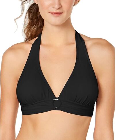 Michael Michael Kors Womens Ruched Halter Swim Top Separates Black M in Saudi Arabia