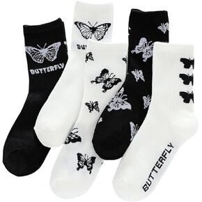 SHENHE Women's 5 Pairs Graphic Letter Print Athletic Running Mid Calf Crew Socks