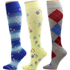 Dr. Motion 3 Pairs Light Summer Bright Fun Graduated Compression Women's Knee-Hi Socks in Kuwait