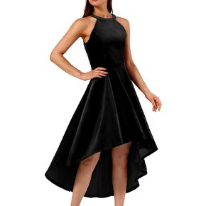 Dressystar Women's Halter Cocktail Party Dresses Hi-Lo Velvet Dress for Women Formal Wedding Guest Evening Dress