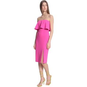 Donna Morgan Women's Strapless Flounce Top Dress with Side Front Skirt Slit