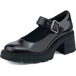 JENN ARDOR Women's Chunky Block Heels Mary Jane Round Closed Toe Ankle Buckle Strap Comfortable Low Platform Gothic Work Shoes Dress Wedding Pumps