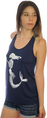 Shop Delfina Mermaid Siren Skeleton Holding Clam with Pearl Racerback Tank Top in Kuwait