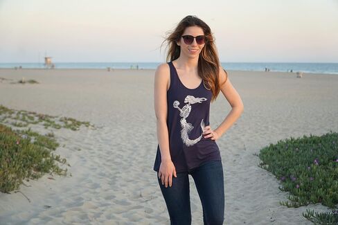 Shop Delfina Mermaid Siren Skeleton Holding Clam with Pearl Racerback Tank Top in Kuwait
