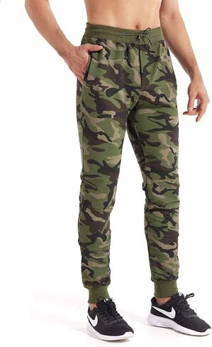 Men's Cotton Joggers Camo Sweatpants Casual Jogger Scrub Track Pants Comfort Camouflage Trousers for Hiking Yoga Training in Saudi Arabia