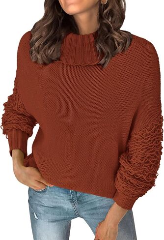 PRETTYGARDEN Womens Fall Turtleneck Sweaters Casual Long Sleeve Pullover Ribbed Knit Sweater Top Blouse in Saudi Arabia
