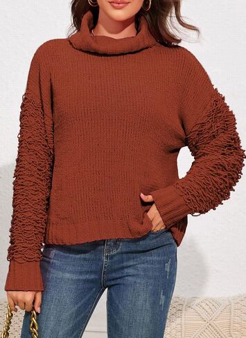 PRETTYGARDEN Womens Fall Turtleneck Sweaters Casual Long Sleeve Pullover Ribbed Knit Sweater Top Blouse in Saudi Arabia