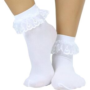 ToBeInStyle Women's Lace Ruffle Anklet Socks