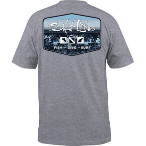 Salt Life Men's Standard Liquid Depth Badge Short Sleeve Pocket Crew Neck Tee