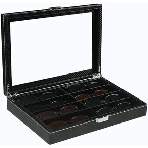 ByKen Sunglasses Organizer for Women Men, Eyeglasses Display Case,Carbon Fiber Sunglasses Collection Box, Sunglass Glasses Storage Holder Box,8 Slots Black in Kuwait