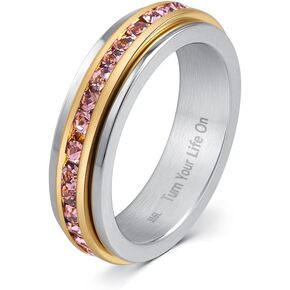 Muses Art Design Fidget Rings, Anxiety Rings, Spinner Rings, Band Rings with Birthstone, Stainless Steel, Women and Men, Meditation Rings, Thumb Rings, Stress Relieving and Anxiety Reducing in Kuwait