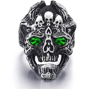 MayiaHey Skull Ring,Gothic Skull Head Ring for Men,Punk Demon Skull Dragon Ring Hip Hop Grim Reaper Skeleton Ring for Boys,Vintage Retro Viking Rock Skeleton Jewelry