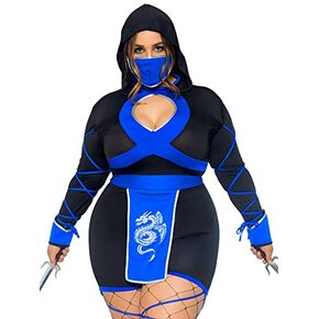 زي Leg Avenue النسائي المكون من 3 قطع Dragon Ninja مع رومبر بغطاء للرأس، ووشاح للخصر، وقناع للوجه in Kuwait