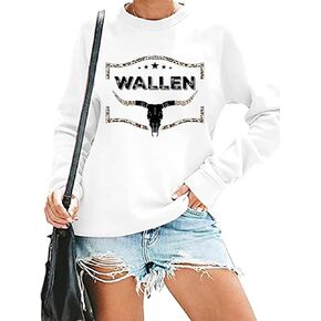 Cowboys & Beer Sweatshirt Women Country Music Shirt Funny Drinking Pullover Top Casual Crew Neck Long Sleeve Rodeo Tee