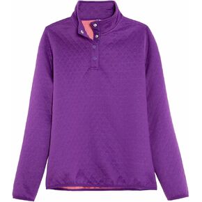 Womens Long Sleeve Quilted Pattern Sweatshirts Snap Button Pullovers Shirts Tops in Saudi Arabia