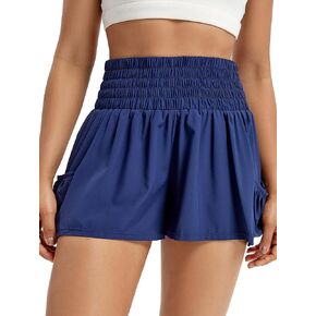 Blaosn High Waisted Flowy Shorts for Women Gym Yoga Athletic Wokout Running Tennis Skirts with Pockets Cute Clothes Summer