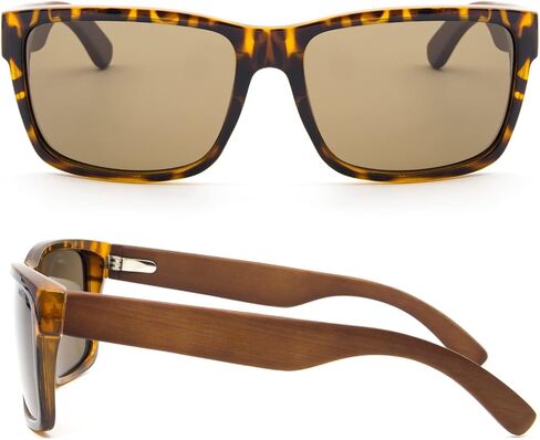 نظارات شمسية مستقطبة خشبية من ANDOILT للرجال والنساء، نظارات شمسية عصرية كلاسيكية مربعة الشكل من الخيزران الخشبي in Kuwait