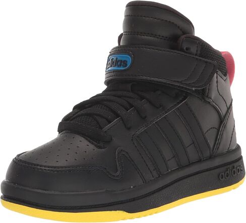 حذاء كرة السلة Adidas Postmove Mid، أسود/أسود/أزرق Rush، 2 US للجنسين الصغار in Kuwait