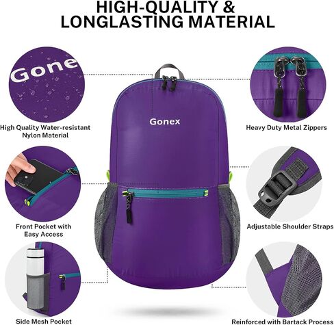 Gonex Ultra Lightweight Packable Backpack Daypack Handy Foldable Camping Outdoor Travel Cycling Backpacking in Kuwait