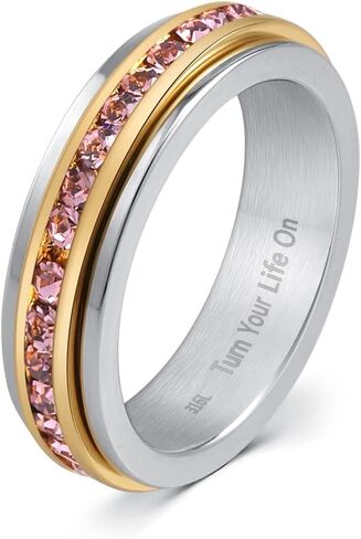 Muses Art Design Fidget Rings, Anxiety Rings, Spinner Rings, Band Rings with Birthstone, Stainless Steel, Women and Men, Meditation Rings, Thumb Rings, Stress Relieving and Anxiety Reducing in Kuwait