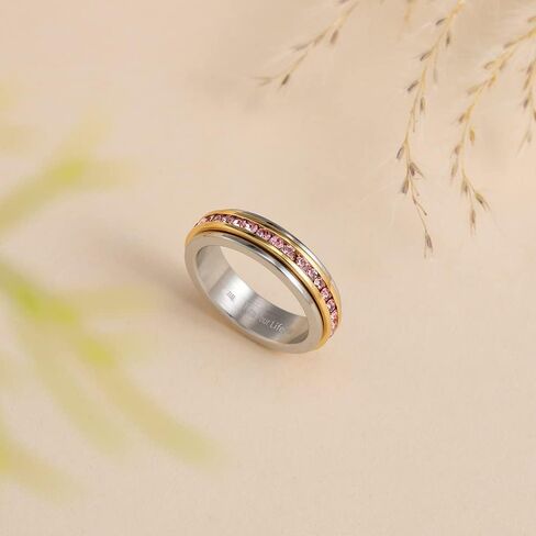 Muses Art Design Fidget Rings, Anxiety Rings, Spinner Rings, Band Rings with Birthstone, Stainless Steel, Women and Men, Meditation Rings, Thumb Rings, Stress Relieving and Anxiety Reducing in Kuwait