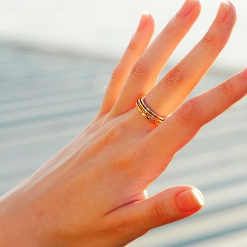 Muses Art Design Fidget Rings, Anxiety Rings, Spinner Rings, Band Rings with Birthstone, Stainless Steel, Women and Men, Meditation Rings, Thumb Rings, Stress Relieving and Anxiety Reducing in Kuwait