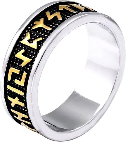 Viking Rune Ring with Elder Futhark Runes Norse Ring Scandinavian Jewelry in Saudi Arabia