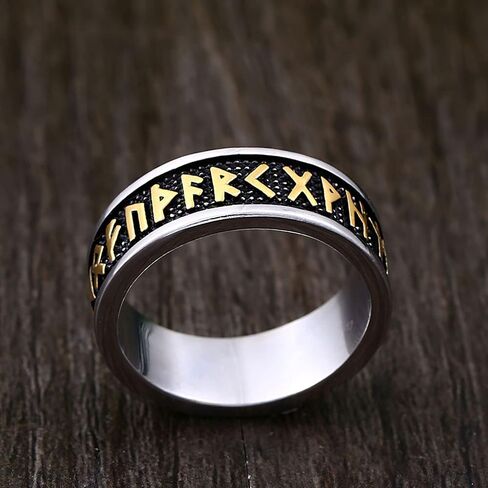 Viking Rune Ring with Elder Futhark Runes Norse Ring Scandinavian Jewelry in Saudi Arabia
