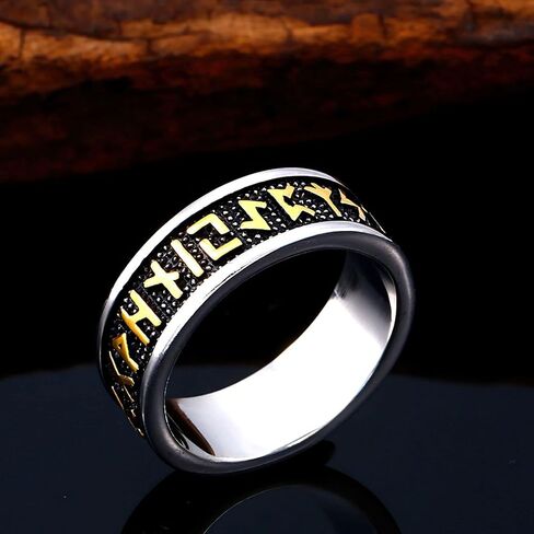 Viking Rune Ring with Elder Futhark Runes Norse Ring Scandinavian Jewelry in Saudi Arabia