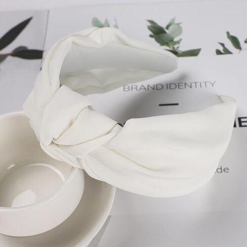 Etercycle 2PCS Headbands for Women, Bow Knotted Wide Headband, Yoga Hair Band Fashion Elastic Hair Accessories for Women (Black, Leopard) in Kuwait