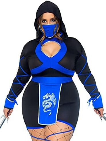 زي Leg Avenue النسائي المكون من 3 قطع Dragon Ninja مع رومبر بغطاء للرأس، ووشاح للخصر، وقناع للوجه in Kuwait