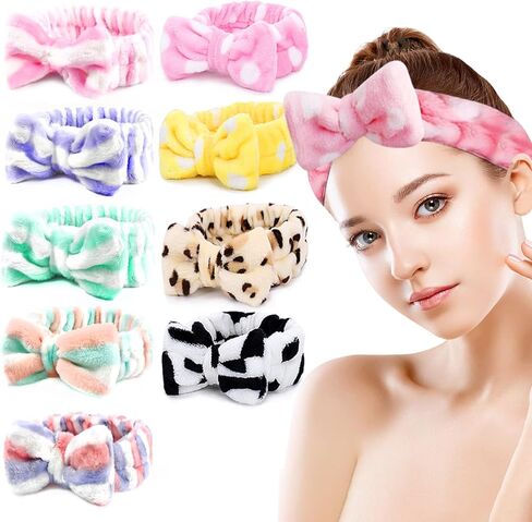 عصابات رأس للمنتجعات الصحية، عصابة رأس من الصوف المرجاني، عصابة رأس لمستحضرات التجميل، عصابة رأس جميلة لغسيل الوجه، عصابات رأس للاستحمام، أغطية رأس ناعمة على شكل فيونكة لشعر السبا، مستلزمات حفلات أعياد الميلاد (6 عبوات) in Kuwait