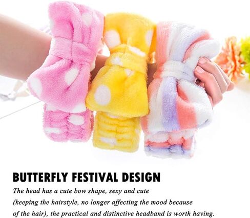 عصابات رأس للمنتجعات الصحية، عصابة رأس من الصوف المرجاني، عصابة رأس لمستحضرات التجميل، عصابة رأس جميلة لغسيل الوجه، عصابات رأس للاستحمام، أغطية رأس ناعمة على شكل فيونكة لشعر السبا، مستلزمات حفلات أعياد الميلاد (6 عبوات) in Kuwait