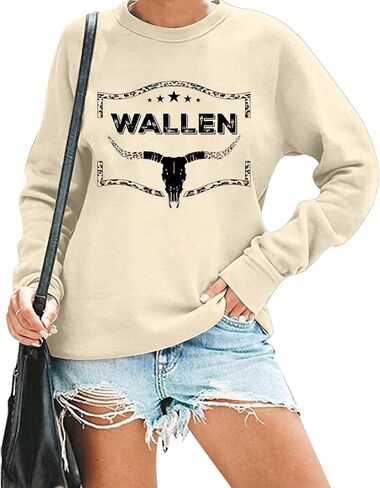 RFBIQI Cowboys & Beer Sweatshirt Women Country Music Shirt Funny Drinking Pullover Top Casual Crew Neck Long Sleeve Rodeo Tee in Kuwait