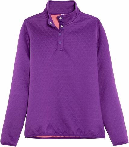 Womens Long Sleeve Quilted Pattern Sweatshirts Snap Button Pullovers Shirts Tops in Saudi Arabia
