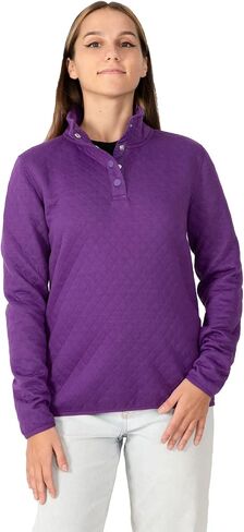 Womens Long Sleeve Quilted Pattern Sweatshirts Snap Button Pullovers Shirts Tops in Saudi Arabia