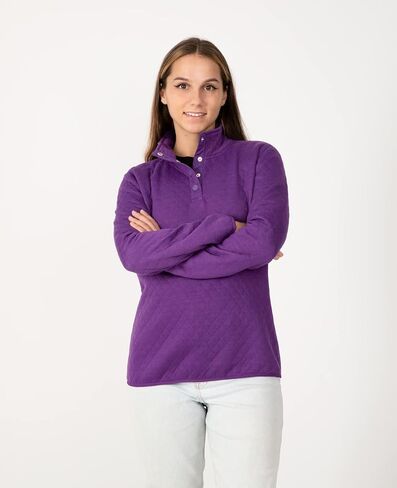 Womens Long Sleeve Quilted Pattern Sweatshirts Snap Button Pullovers Shirts Tops in Saudi Arabia