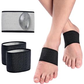 أربطة ضغط لدعم قوس القدم من WUTAIN - جوارب دعم قوس القدم مع وسادات جل لتخفيف التهاب اللفافة الأخمصية، أربطة دعم تقويم العظام للقدم المسطحة، وألم القوس، وتخفيف الوذمة، (أسود) in Kuwait